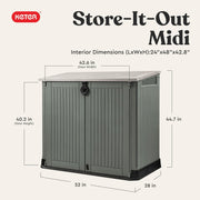 Keter 261325 Store-It-Out Midi 4.3 Ft X 2.5 Ft Horizontal Resin Outdoor Storage Shed Gray