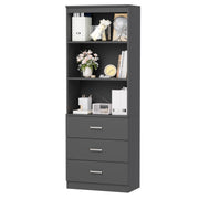 Homfa 1052075 Tall Bookcase with 3 Large Drawers, 71