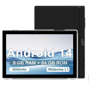 CUPEISI Android 14 Tablet 10.1 Inch IPS HD Touchscreen 8GB RAM 64GB Storage Expandable to 1TB Q