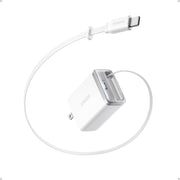 Anker Nano Charger, 35W Max, Dual USB-C Ports, Built-In Retractable USB-C Cable, Compact White, A2658