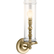 Kohler Damask 1-Light Wall Sconce Polished Nickel Clear Glass 17 Inch