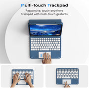 Aoub A3354 Touchpad Keyboard Case for iPad A16 11th Generation 11in and iPad 10th Generation 10.9in, Backlit Magnetic Detachable Wireless Bluetooth Keyboard, Navy Blue