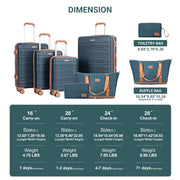 Amalodie 6 Piece Hardside Luggage Sets, Dark Green - 100% ABS