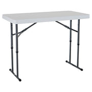 Lifetime 80160 Commercial Height Adjustable Folding Utility Table, 4 Feet, White Granite