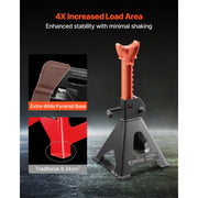 KFFKFF Heavy Duty Steel Jack Stands, 3 Ton Capacity, Adjustable Height 10.8 to 16.3 in, Secure Ratchet Locking Mechanism, Set of 2, HM3141B