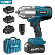Seesii WH800 Cordless Impact Wrench, 960Ft-lbs Torque, Brushless Motor, 1/2 Inch Drive, 33mm CRV Socket, Dual 5.0Ah 21V Batteries, 3800RPM WH800