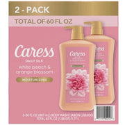 Caress 990334544 Daily Silk Hydrating Body Wash, White Peach & Orange Blossom, 2 Pack, 30 fl oz Each