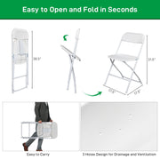 Ktaxon 10-Pack Folding Chairs Plastic Dining Chairs, White - Plastic & Steel Material