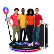 Fantasyview 360 Rotating Photo Booth with RGB Light Strip, App Control, Flight Case, 31.5-Inch Platform