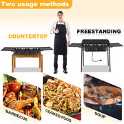 Ktaxon 3 Burner 225000 Cooker W/Side Shelves, Removable Legs, Black