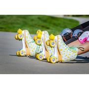 Roller Derby Candi Girl Lucy Adjustable Girls Roller Skates, Medium 3-6, White Pineapple Pattern, U771MP-M