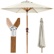 Best Choice Products 10ft Outdoor Woodgrain Pattern Steel Market Patio Umbrella, Crank Tilt, Ivory, SKY8334