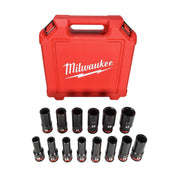 Milwaukee Electric Tool 49-66-7014 SHOCKWAVE 1/2 in. Drive Metric Deep Well 6 Point Impact Socket Set (14-Piece)