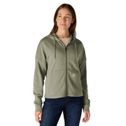 Carhartt Women's TENCEL Fiber Series Loose Fit Full-Zip Sweatshirt, Avery Fern, Large, 106837