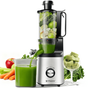 HYSapientia Cold Press Juicer Machine, Masticating Juicer with 250W Motor, 4-Inch Wide Chute, 1000ml Juice Cup, Silver, SD603