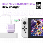 Ugreen Nexode RG 30W USB-C GaN Charger, Robot Design, Compact Foldable Plug, Kawaii Purple