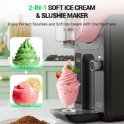 WETIE 82oz 5-in-1 Frozen Drink and Ice Cream Maker with LED Display, Adjustable Hardness, 24H Continuous Use, Black, BS-B2