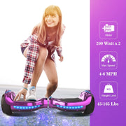 TCDJTC LBW30 Self-Balance Scooter for Kids, Kids Scooter with 9MPH Max Speed, Electric Scooter with Bluetooth Speakers, Purple