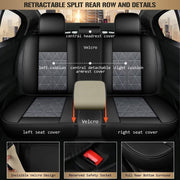 Laonnvir Car Seat Cover Full Set Waterproof Faux Leather Black Universal Fit for Toyota RAV4 2013-2026 SC-JX009-BLK+SH-RAV45