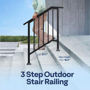 SPECSTAR 2-Pack Galvanized Steel Outdoor Stair Handrails, Black Oval, Safety Balusters, 3-Step Railing Kit, 27.1 in, 15980014372