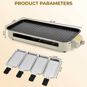 SUSLAS Electric Indoor Grill & Griddle, 1800W Smokeless Design, 4 Removable Nonstick Plates, Adjustable Temperature Control, Dishwasher Safe, Black, DKS-320
