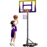 Toremore Kids Portable Basketball Hoop, Stepless Adjustable Height 3.5-7ft, 29-Inch Shatterproof Polycarbonate Backboard, Stable HDPE Base with Wheels