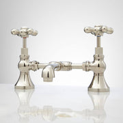Monroe Bridge Lavatory Faucet - Cross Handles - Pop-up Drain - Overflow - Polished Nickel