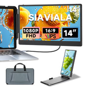 SIAVIALA Laptop Screen Extender 14 in FHD 1080P IPS Portable Monitor with Built-in Stand and Speakers, HDMI and USB-C Ports, Eye Care Technology, S1