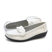 HAJINK Womens Loafers Flats, Faux Leather, White, Platform Flat Heel, Round Toe, Slip-On Casual Shoes