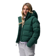 Columbia Women's Amaze Puff Hooded Down Jacket, 650-Fill Power Insulation, Water-Repellent, Rain Forest, Small, 213371