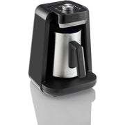 Arzum Okka Rich Spin Pro Turkish Coffee Maker with Velvetiser and Milk Frother, Chrome Black, 5 Cups, 120V OK0026-KUL