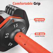 Upgo 55LB Adjustable Dumbbells, Hex Design, Anti-Slip Handle, Quick Weight Adjustment, Home Gym Equipment, UPGO55KTJ