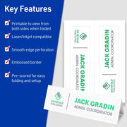 Avery Tent Cards, Large Embossed Border, Heavyweight Matte White Cardstock, 3.5 x 11 in, 50 Count, 5309