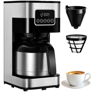 Shardor CFJ1429TD 8-Cup Programmable Coffee Maker, Stainless Steel Thermal Carafe, Strong Brew Option, Black