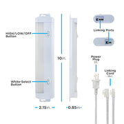 Enbrighten 10in LED Under Cabinet Light, 355 Lumens, Dimmable, Linkable, White Select Color Temperature, Energy Efficient, 61839-T1