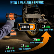 SPBTAR Cordless Impact Wrench Kit, 1200Nm High Torque Brushless Motor, 21V with Dual 4.0Ah Batteries, Charger, LED Work Light, 5 Sockets Set