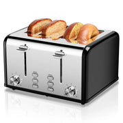 Keenstone W021218 Stainless Steel Retro 4 Slice Toasters, Black