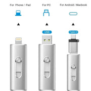 Kexin KEIXN10 Flash Drive for iPhone 256GB USB 3.0 iOS Memory Stick for iPhone iPad Android Computer, 3-in-1, White