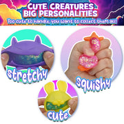 Power Your Fun Glitter Gobblers Blind Box Squishy Toys 6 Pack, Interchangeable Glitter-Filled Toys for Kids - 3 Years and Up