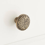 La Rocca Solid Brass Round Cabinet Knob - Antique Brass