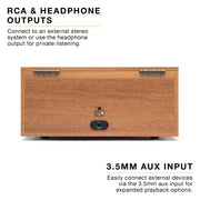 Victrola Venture Vista 5-in-1 Music Center, Oak, Mid-Century Modern Turntable with Bluetooth, CD Player, Built-In Stereo Speakers