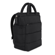 Baby Boom Puffer Backpack Diaper Bag Tote, Large, Black, Convertible with PEVA-Lined Changing Pad