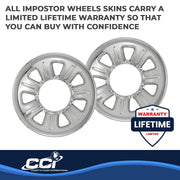 CoasttoCoast IWCIMP21 Wheel Skin Set of 4, Chrome-Plated, 7 Dimpled Spokes, Snap-On, ABS Plastic, 15 Inch