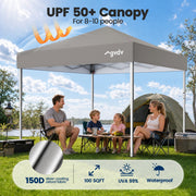 GVDV Canopy Tent, 10x10 ft Outdoor Pop Up Gazebo, Adjustable Height, Heavy Duty Steel Frame, UV Resistant Light Grey