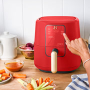 Beautiful 3 Quart Digital Air Fryer with TurboCrisp Technology, EverGood Ceramic Nonstick Coating, Digital Display, Tomato Red, 29024