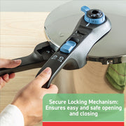 T-fal Secure Trendy Stainless Steel Pressure Cooker, 6.3 Quart, Dual Cooking Programs, Safety Indicator, Compatible with All Cooktops