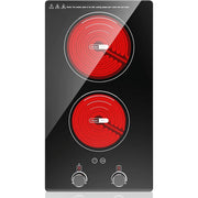 VBGK K20033 Electric Cooktop 2 Burner 12 Inch 2000W Electric Burner Countertop and Built-in Hot Plate