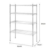 Hyper Tough 42374C 4 Tier Wire Shelf Unit, Chrome, 1400 lb. Capacity, Adult