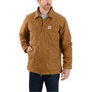Carhartt Loose-Fit Washed Duck Sherpa-Fleece Lined Coat for Men - Carhartt Brown - L