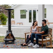 TIKI Brand 1123082 Chiminea Outdoor Fireplace, Weatherproof, Up to 4-Foot Heat Radius, Versatile Fuel Options, Includes Cover, Gloves, Fire Poker